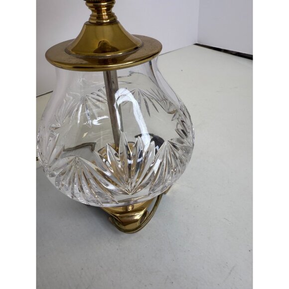 Waterford Cut Crystal Table Lamp with Solid Brass Footed Base + Shade - Picture 6 of 16